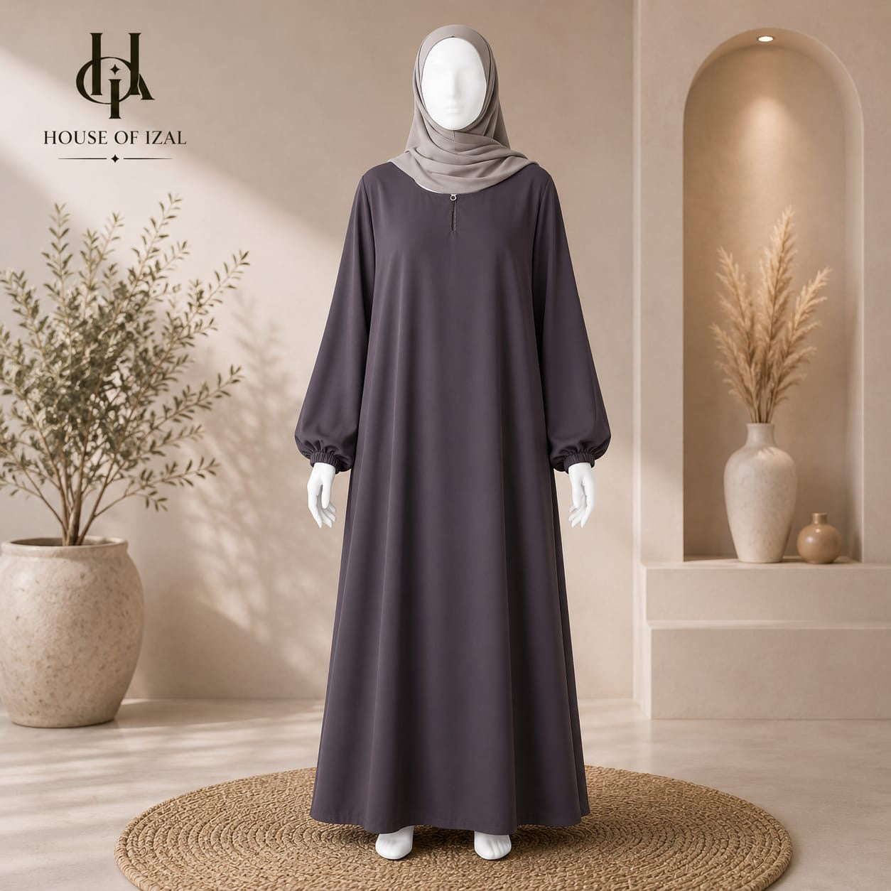 Charcoal Plain Abaya