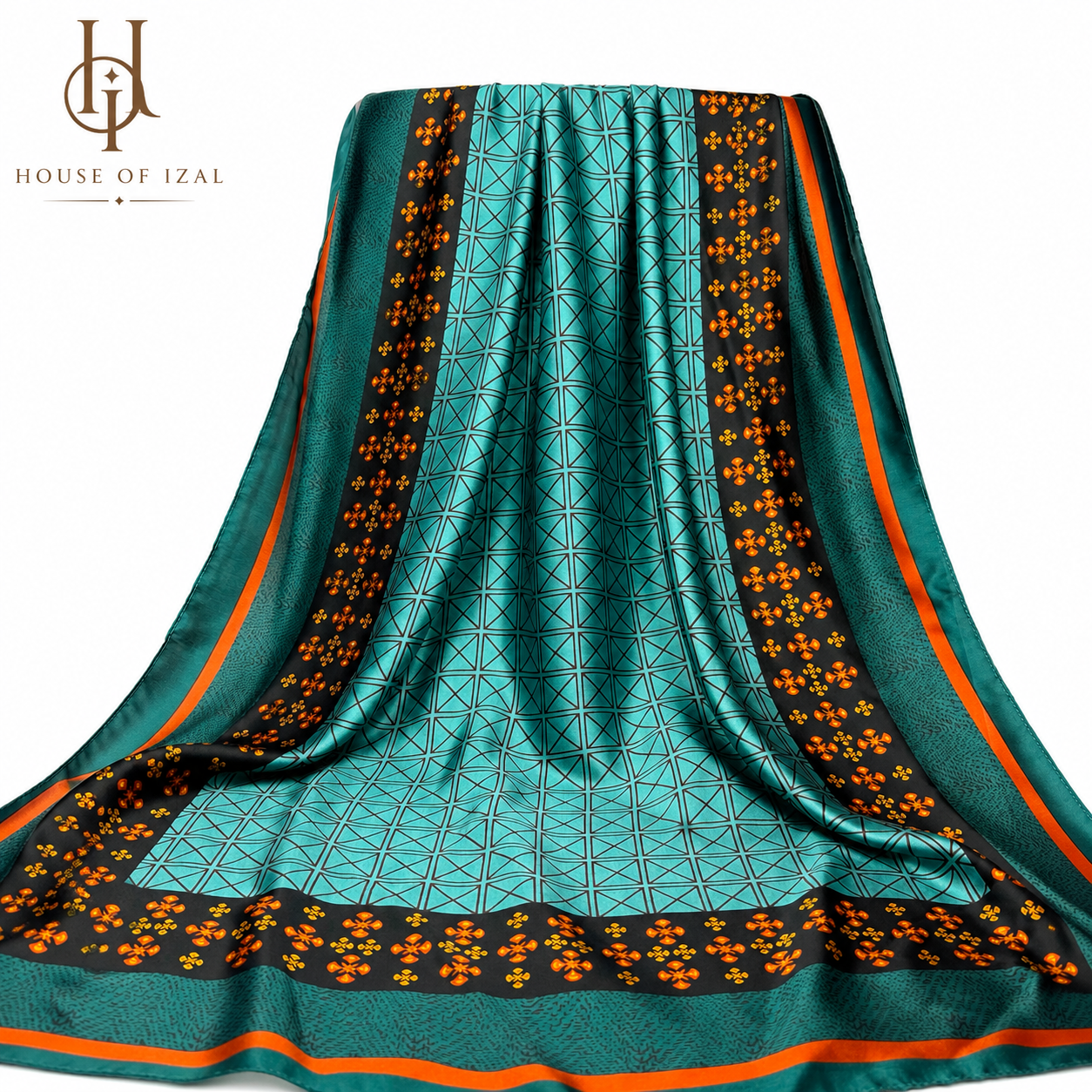 Emerald Mosaic Silk Scarf
