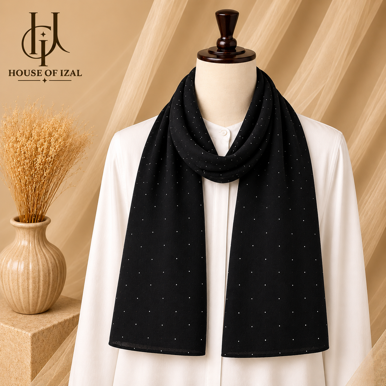 Black Rhinestone Lawn