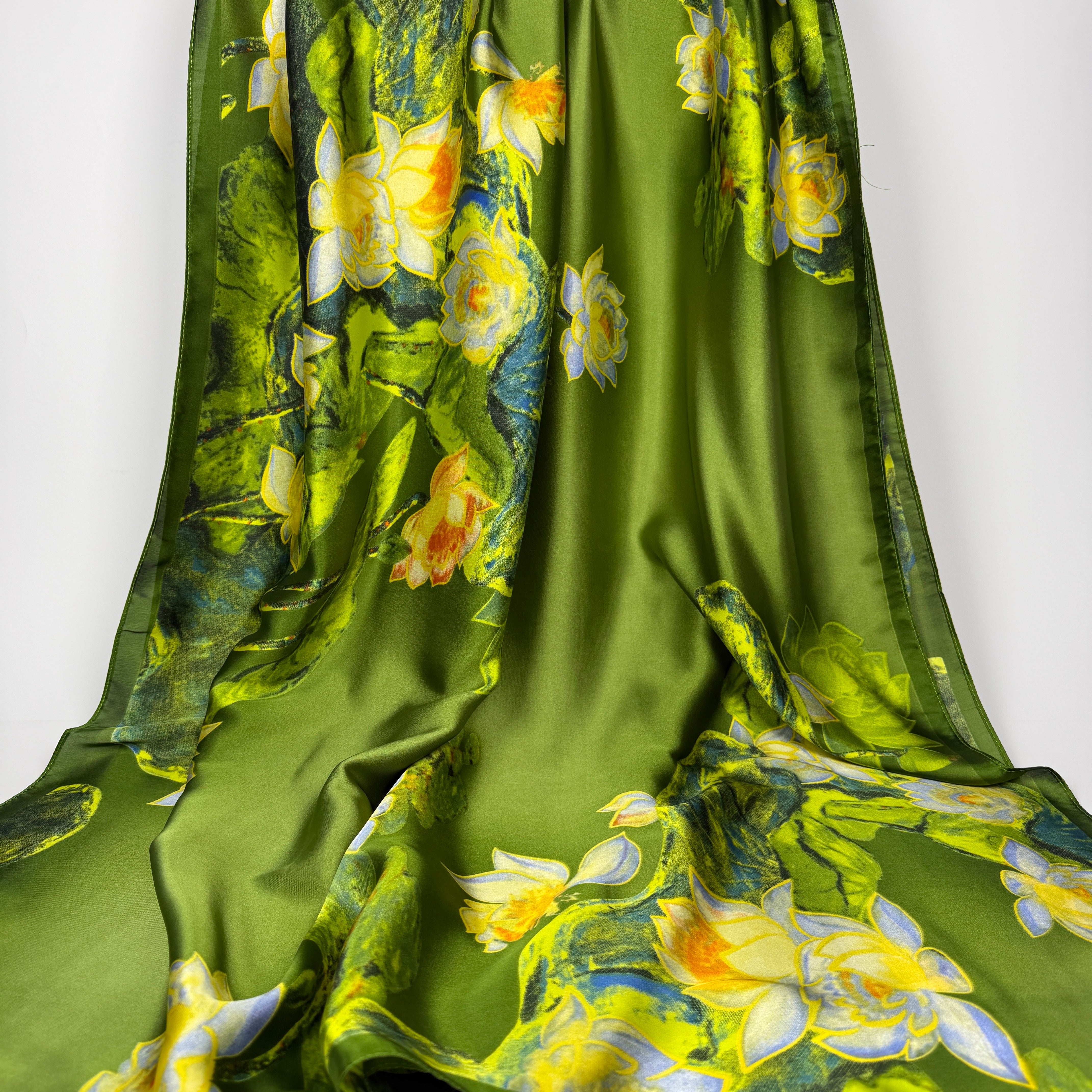 Emerald Lotus Silk Scarf