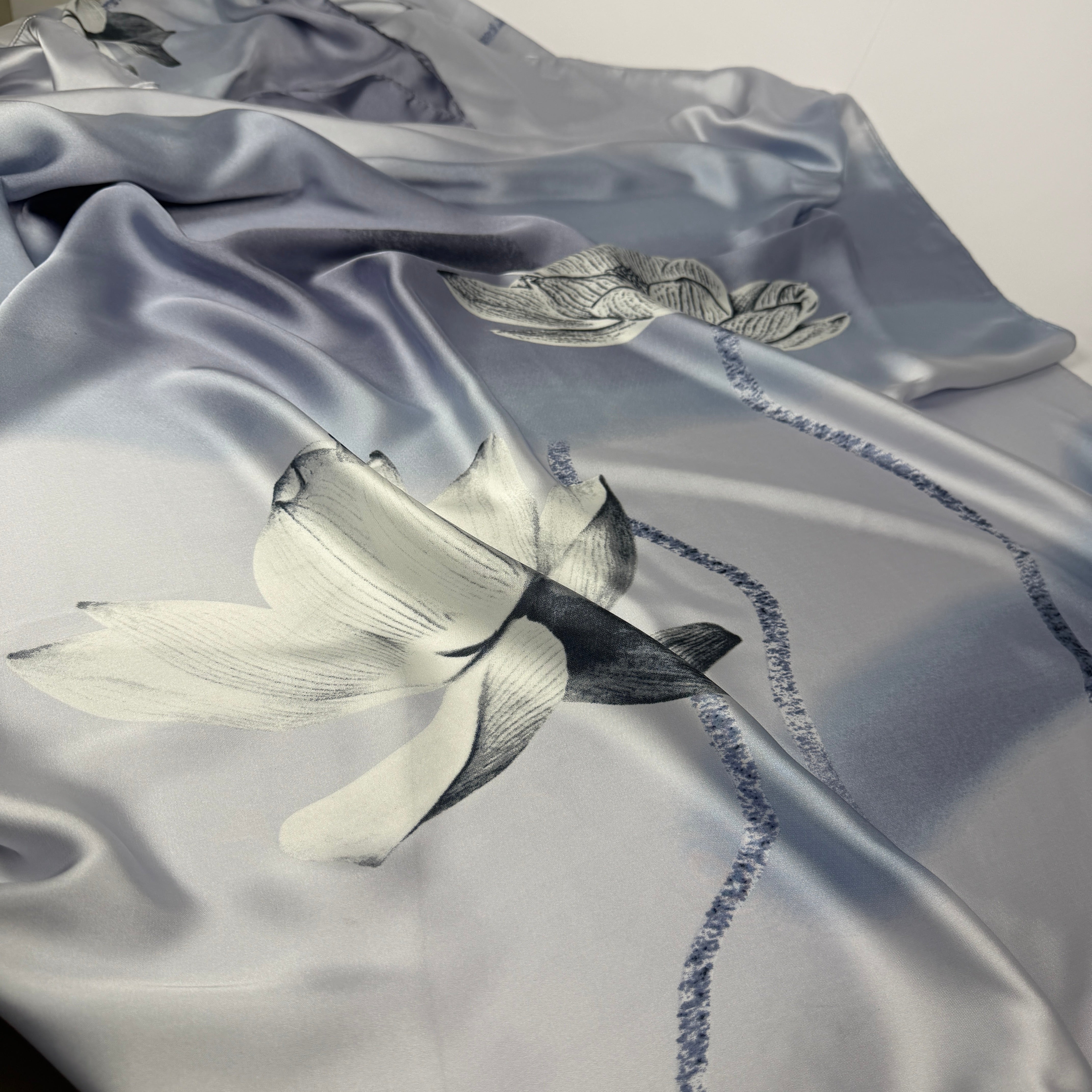 Silver Lotus Silk Scarf