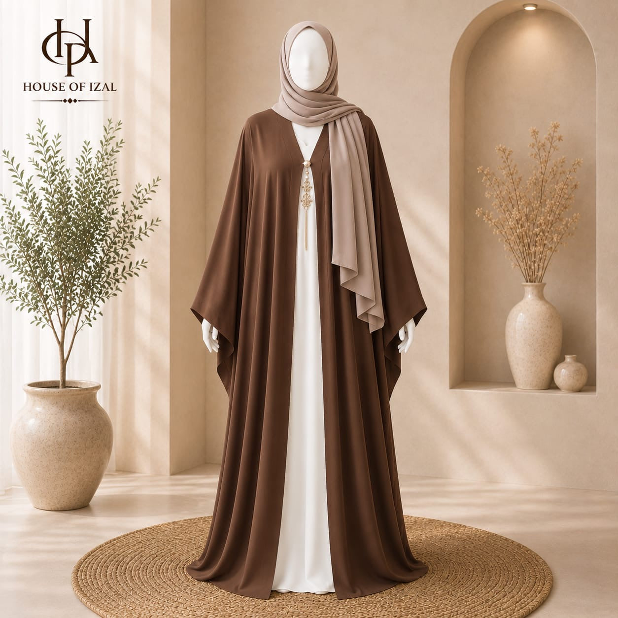 Brown Butterfly Abaya
