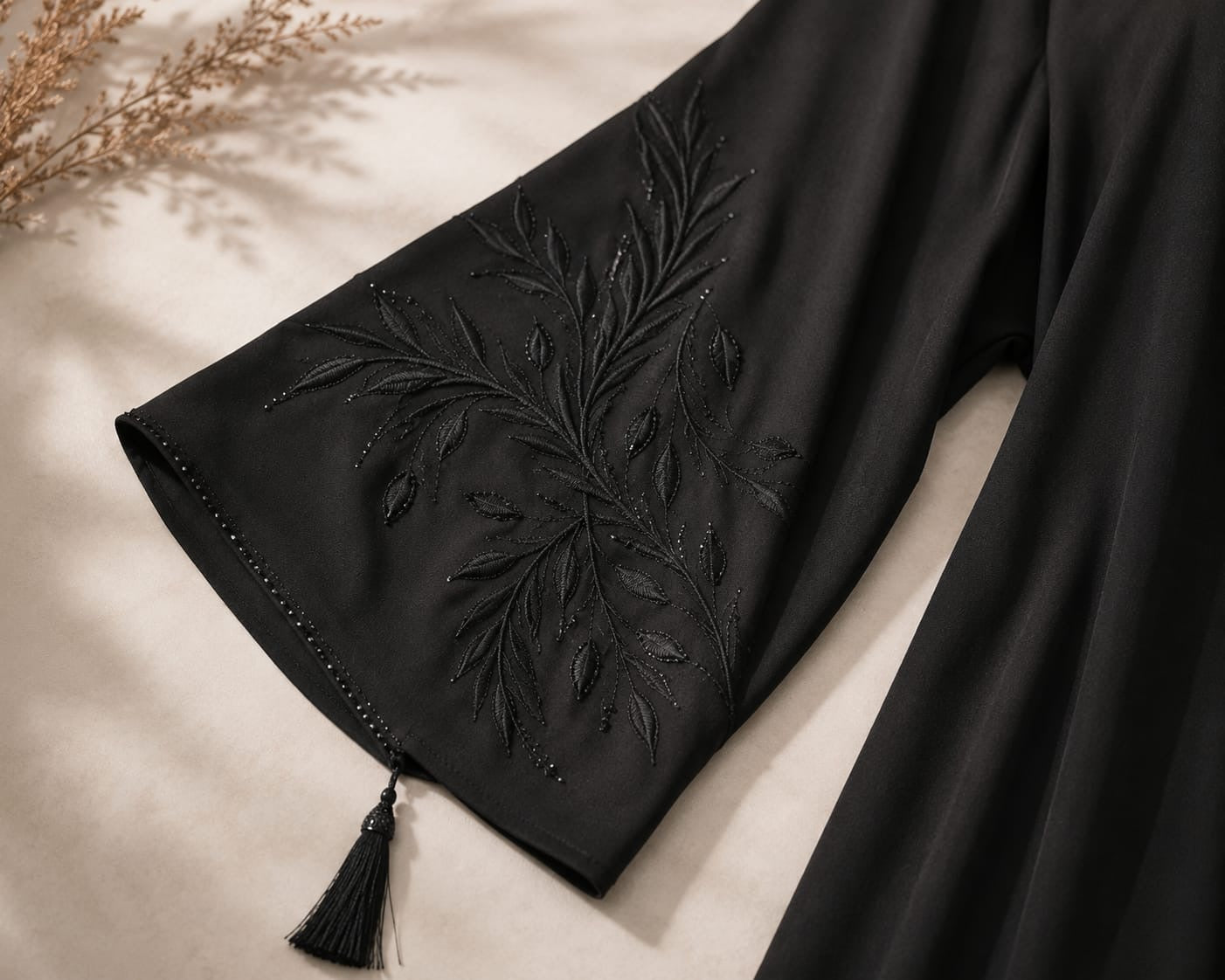 Onyx Black 2 Embroidered Georgette Abaya