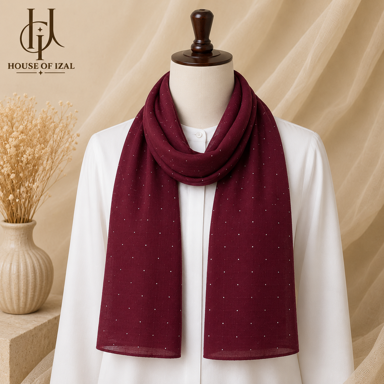 Maroon Rhinestone Lawn