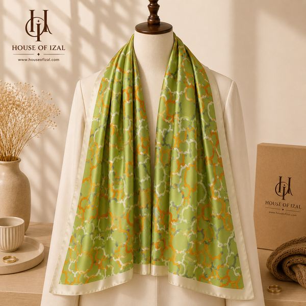 Verdant Mosaic Silk Scarf