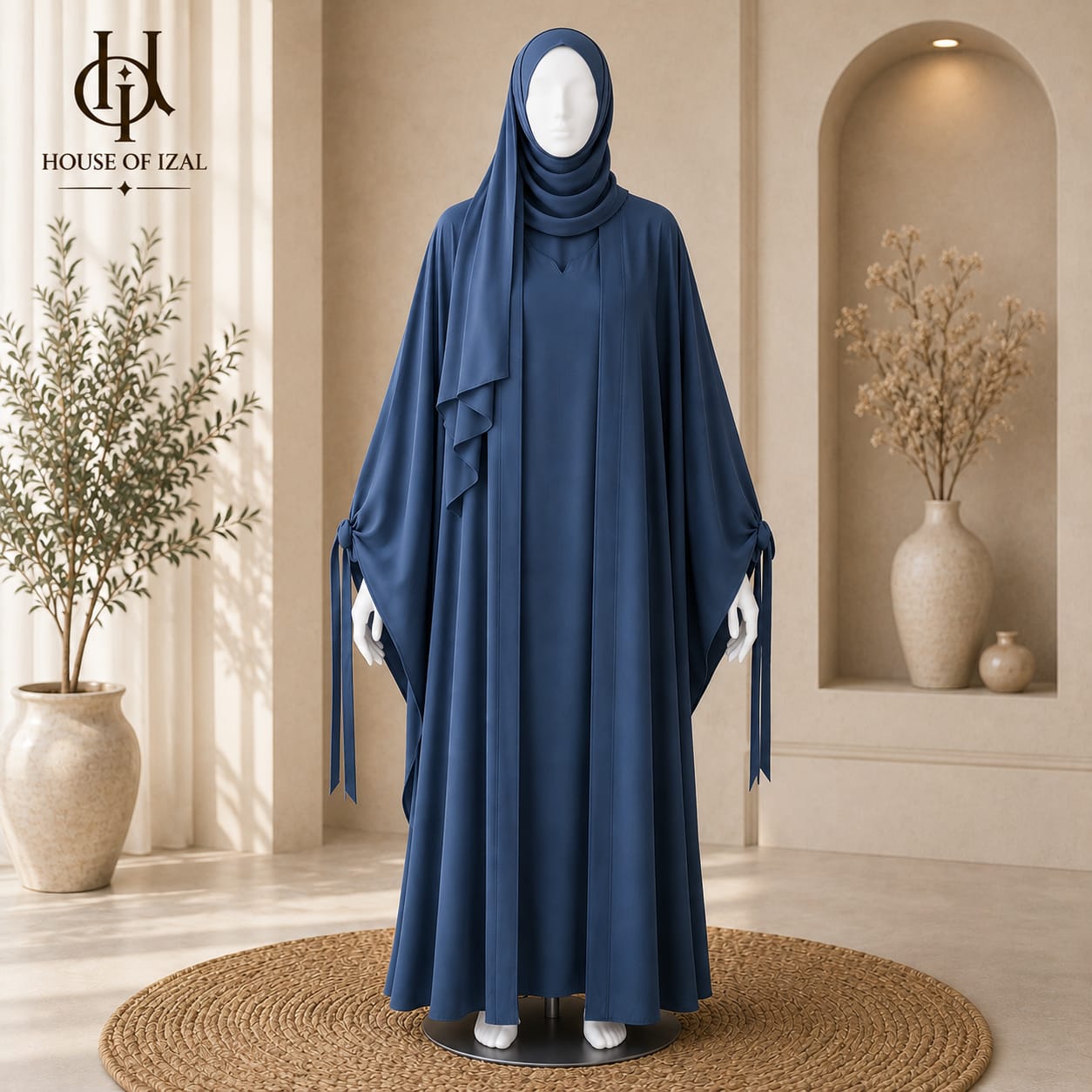 Midnight Navy Abaya Set (4-Piece)