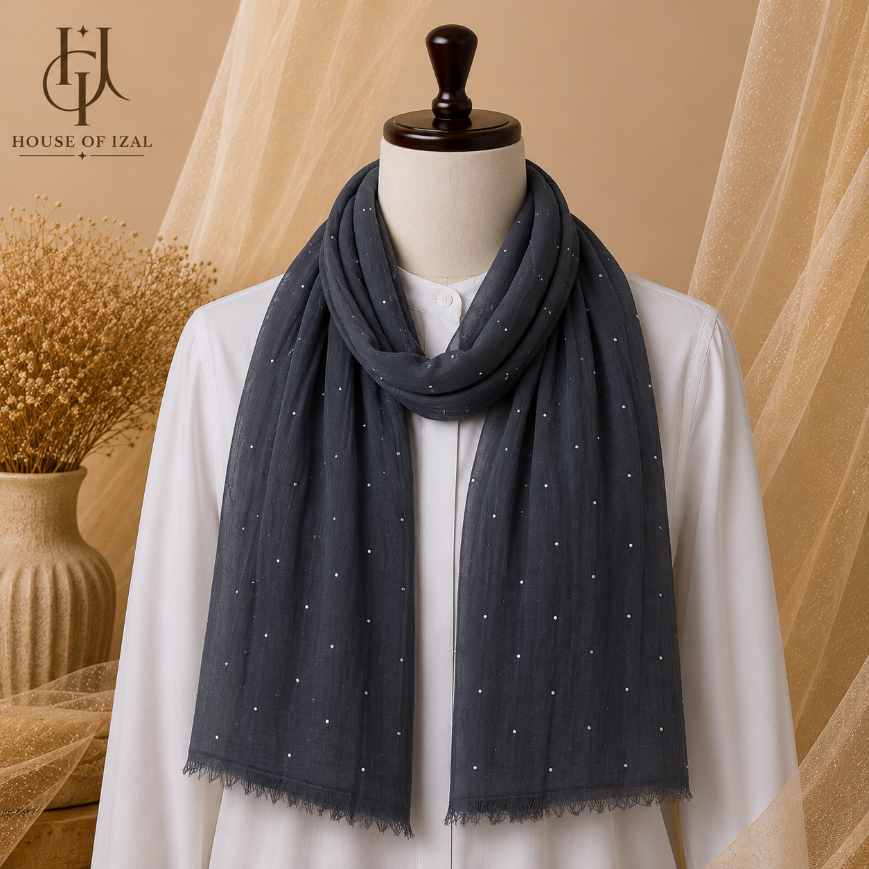 Charcoal Rhinestone Lawn