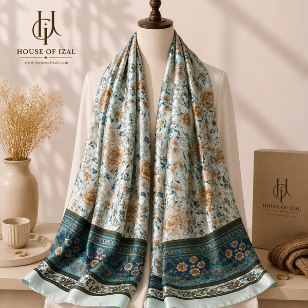 Azure Jardin Silk Scarf