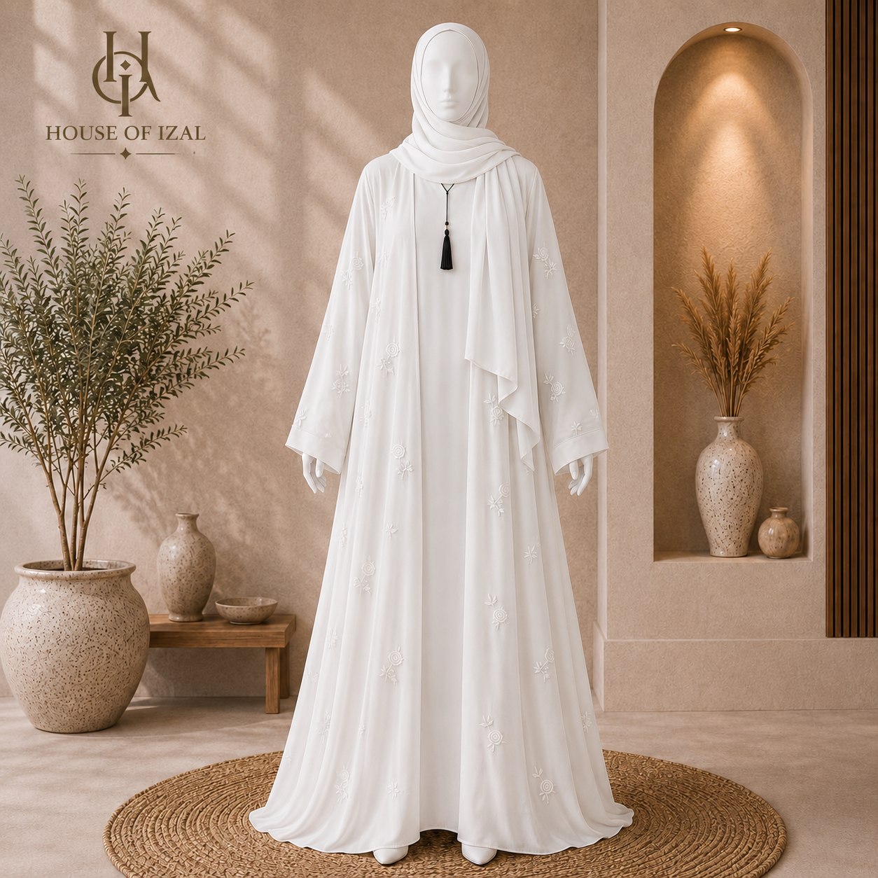 White Embroidered Abaya