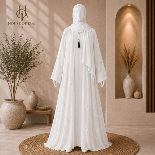 White Embroidered Abaya
