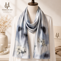 Silver Lotus Silk Scarf
