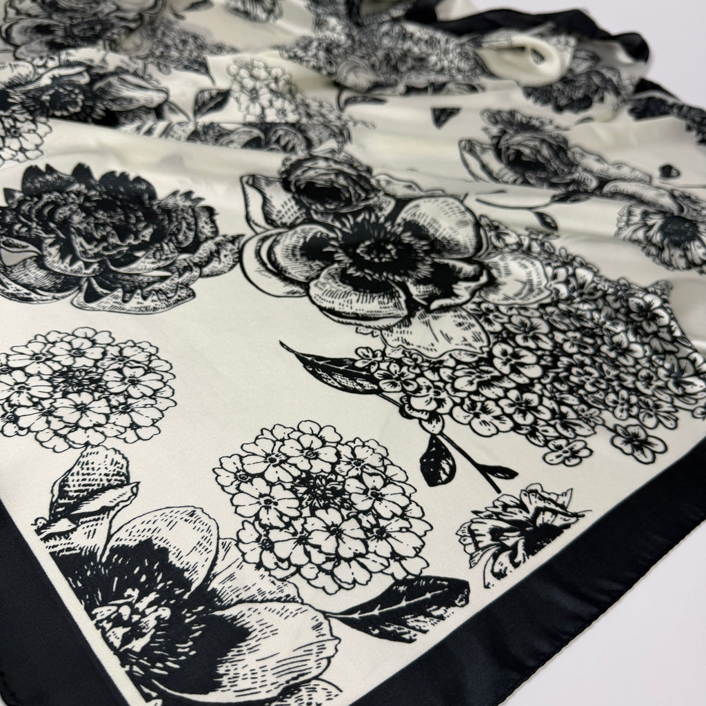 Noir Bloom Silk Scarf