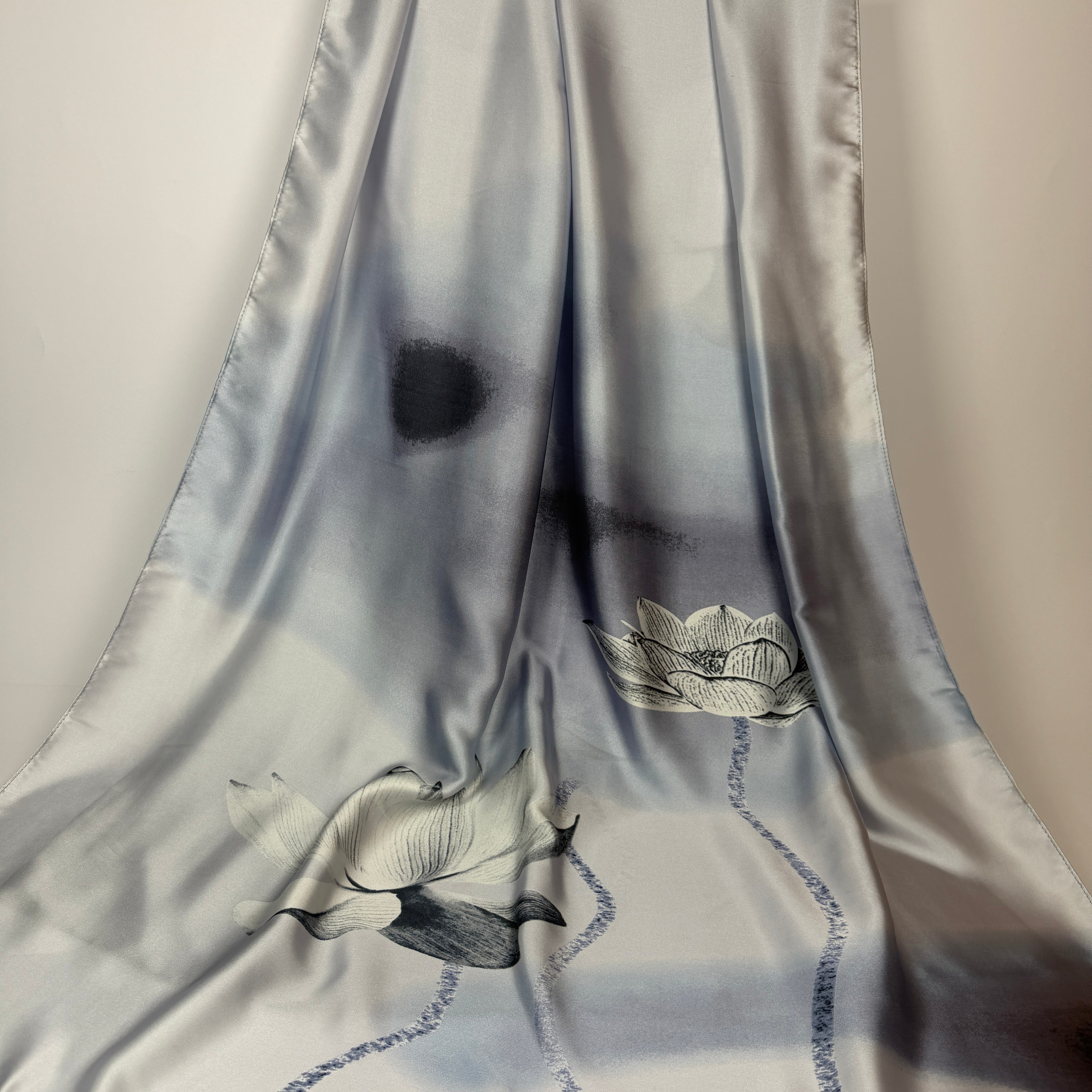 Silver Lotus Silk Scarf