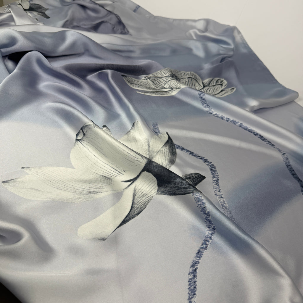 Silver Lotus Silk Scarf
