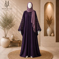 Deep Plum Embroidered Baggy Abaya