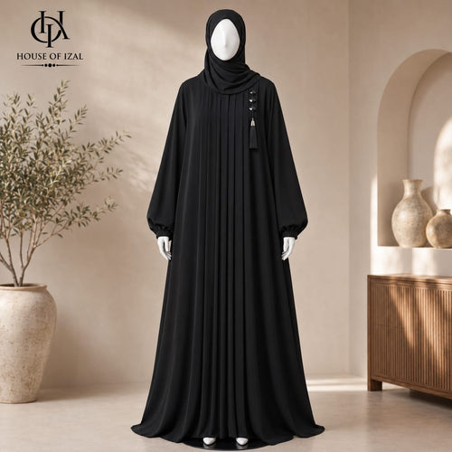 Black Pleated Abaya 2