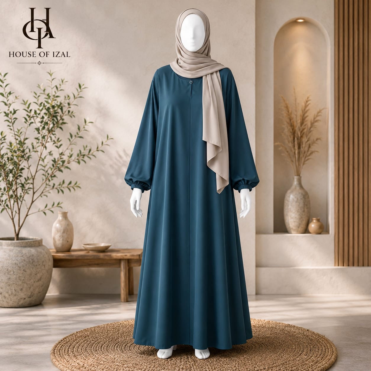 Teal Plain Abaya